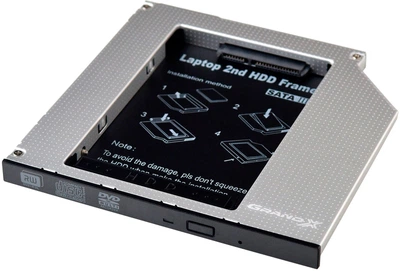 Адаптер Grand-X для підключення HDD 2.5" в відсік приводу ноутбука SATA3 Slim 9.5 мм (HDC-26)