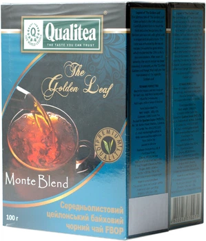 Упаковка среднелистового рассыпного черного чая Qualitea Цейлон Monte Blend 100 г х 2 шт (4820053770271)