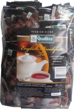 Чай чорний пакетований Qualitea Цейлон Англійський сніданок 100 пакетиків (4820053771506)