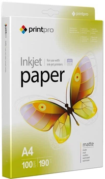 Фотобумага PrintPro матовая 190г/м A4 100 л PM190-100 (PME190100A4)