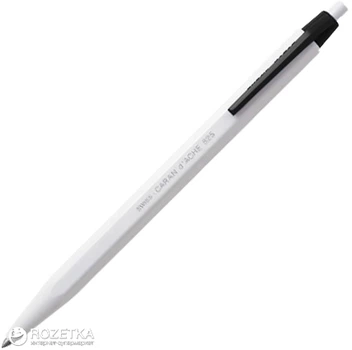 Ручка шариковая Caran d'Ache 825 Eco Чёрная 0.7 мм Белый корпус Черная клипса (7610186027062)