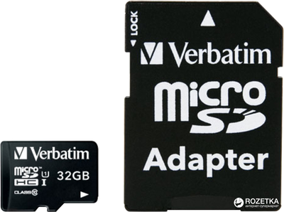 Карта памяти Verbatim Premium MicroSDHC 32GB Class 10 + SD-адаптер (44083)