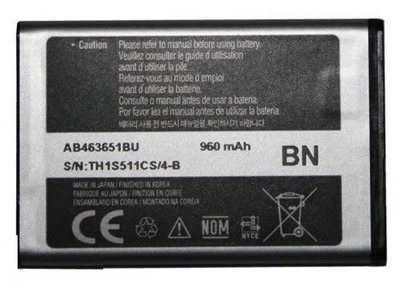 Аккумулятор Samsung AB463651BU для b3410, b5310, c3060, c3200, c3222, c3322, c3500, c3510, c3530, c5510, c6112 Duos, f400, j800 Luxe, l700, m3310, S3650