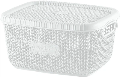 Кошик з кришкою Violet House 1009 Віолетта 5 л 14х26х21 см White (1009 Віолетта WHITE з/кр. 5 л)