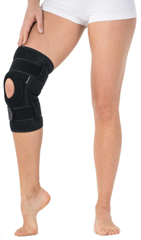 Бандаж для колінного суглоба з ребрами жорсткості неопреновий Торос-Груп наколенник Тип-511-1 Black-Blue 1 шт (4820114083326)