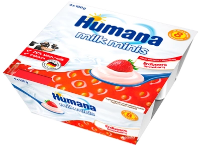 Йогурт Humana Baby Milchdessert Erdbeerе Клубника 4 х 100 г (4031244784421)