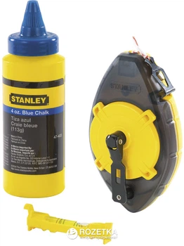 Шнур розмічальний Stanley PowerWinder 30 м з рівнем і флаконом крейдяного порошку в комплекті (0-47-465)