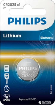 Батарейка Philips CR 2025 BLI 1 Lithium 1 шт. (4895229106178)