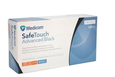 Перчатки MEDICOM черные SafeTouch нетриловые, размер XS, 100 шт./50 пар (4/5/9)