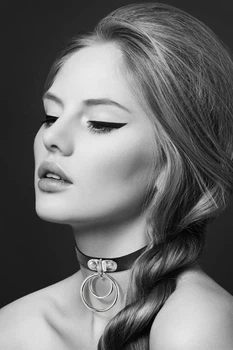 Чокер з двома металевими кільцями на кнопці-заклепці Bijoux Pour Toi-TWO RINGS
