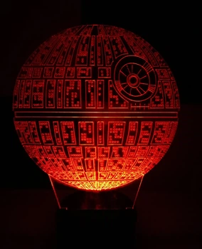 3d-светильник Звезда смерти (Звездные войны, Star wars), 3д-ночник, несколько подсветок (на пульте)