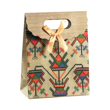 Сумочка подарочная Gift Bag Velcro Вышиванка 16,5х12,5х6 см Натуральный (13641)