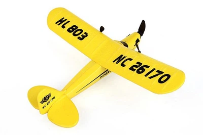 Самолет Piper J-3 Cub RTF 2CH Hl803 на радиоуправлении из EPP желтый (730295367)