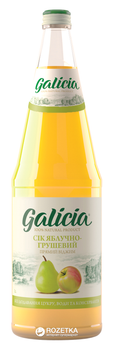Упаковка соку Galicia Яблучно-грушевий прямого віджиму неосвітлений 1 л х 6 пляшок (4820209560374)