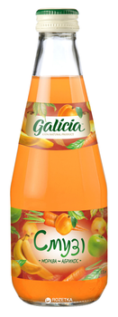 Упаковка соку з м'якоттю Galicia Смузі яблуко-морква-банан й абрикос 0.3 л х 12 пляшок (4820209562941)