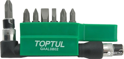 Набор бит Toptul 1/4" c Г-образным переходником 8 предметов (GAAL0802)