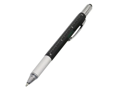 Кулькова ручка Genkky C викруткою, стилусом, лінійкою і рівнем Чорне чорнило Чорний (1004-446-10)