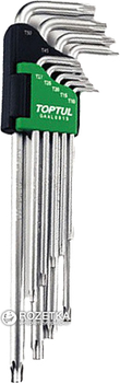 Набор ключей Torx супердлинных с отверстием Toptul T10-T50 9 предметов (GAAL0915)