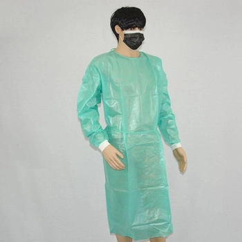 Защитный халат из нетканого материала для посетителя на кнопках Polix PRO&MED 25 г/м² зеленый L/XL