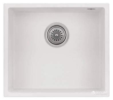 Кухонна мийка граніт GRANADO Under top white (1905) + сифон одинарний для кухонної мийки Nova