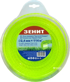 Леска для триммера Зенит Витой квадрат 2.4 мм х 114 м (2210108431011)