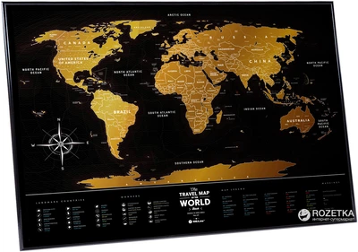 Скретч-карта мира 1DEA.me Travel Map Black World в раме (BWF)