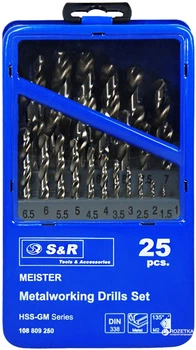 Набор сверл по металлу S&R Meister HSS 1-13 мм 25 шт (108809250)
