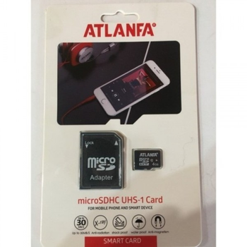 Карта памяти ATLANFA micro SDHC 4GB Class 6+адаптер