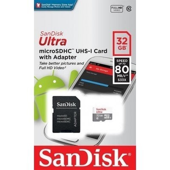 Карта памяти SanDisk 32GB TF microSD+SD-адаптер