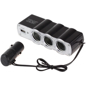 Автомобільний розгалужувач трійник UKC WF-0120 + USB