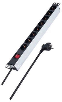 Блок розеток Kingda 19" 1U на 8 підключень Schuko для серверної шафи/стійки (KD-PDU-GM-1U-P8)