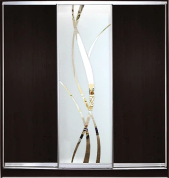 Шкаф купе Luxe Studio Стандарт-1 ДСП/Зеркало с Пескоструем-1 2100x2100x450 трехдверный (32169)