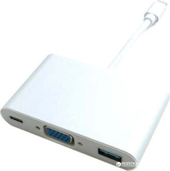 Адаптер Extradigital USB Type-C to VGA/USB 3.0/Type-C 0.15 м White (KBV1690)