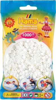 Термомозаика HAMA Набор белых бусин 1000шт, Midi 5+ (207-01)