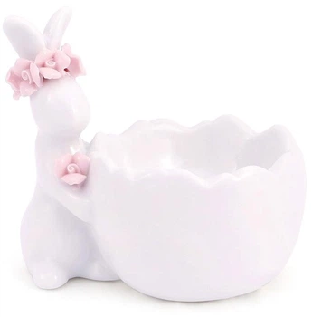 Подставка для яйца Кролик с розовым веночком ceramic