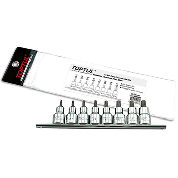 Набір біт п'ятигранних упресованих в головку 1/2" TORX T20-T55 з отвором 8од. TOPTUL GAAG0806