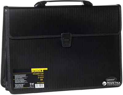 Портфель пластиковый Scholz B4 2 отделения Черный (10503-09SCH) (8591662050394)