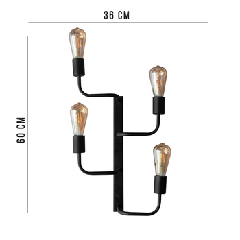 Светильник настенный бра 100lamp Loft Е-27 металл, черный (NL 6036/4)