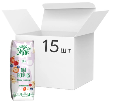 Упаковка напитка Vega Milk овсяного с ягодами ультрапастеризованного 250 мл х 15 шт (4820192262200)