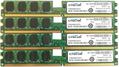 Комплект оперативной памяти Crucial DDR2 8Gb (4*2Gb) 800MHz PC2 6400U 2R8 CL6 (CT25664AA800.M16VFH) Б/У