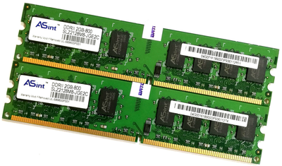 Пара оперативной памяти Asint DDR2 4Gb (2Gb+2Gb) 800MHz PC2 6400U 2R8 CL6 (SLZ2128M8-JGE2C) Б/У