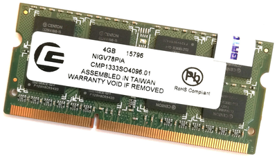 Оперативная память для ноутбука Centon SODIMM DDR3 4Gb 1333MHz 10600S 2R8 CL9 (CMP1333SO4096.01) Б/У