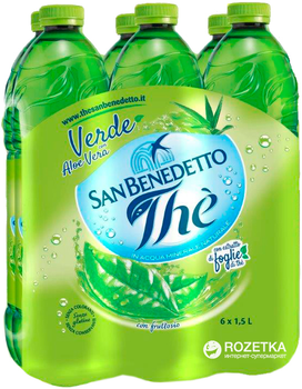 Упаковка холодного зеленого чаю San Benedetto Алое Вера 1.5 л х 6 пляшок (8001620003886)