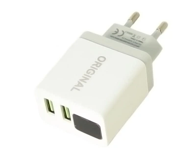 Зарядное устройство адаптер 220В CX QC03 5740 с 2 USB и LED дисплеем