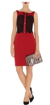 Платье Karen Millen M красное с черным KM70373
