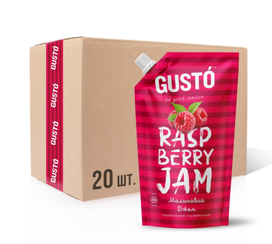 Упаковка МАЛИНА джем GUSTO 250г *20шт.