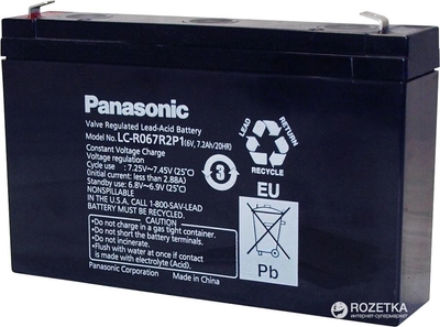 Аккумуляторная батарея Panasonic 6V 7.2Ah (LC-R067R2P1)