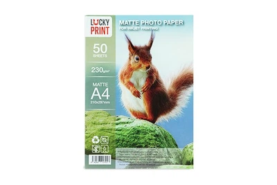 Матовая фотобумага Lucky Print (А4,230 г/м2), 50 листов