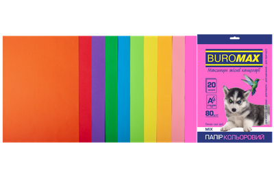 Набор цветной бумаги NEON+INTENSIVE, 10 цв., 20 л., А4, 80 г/м²