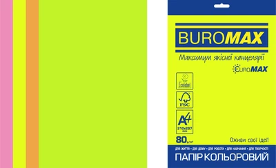Набор цветной бумаги Buromax Euromax Neon А4 80 г/м² 4цв 20л (BM.2721520E-99)